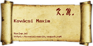Kovácsi Maxim névjegykártya